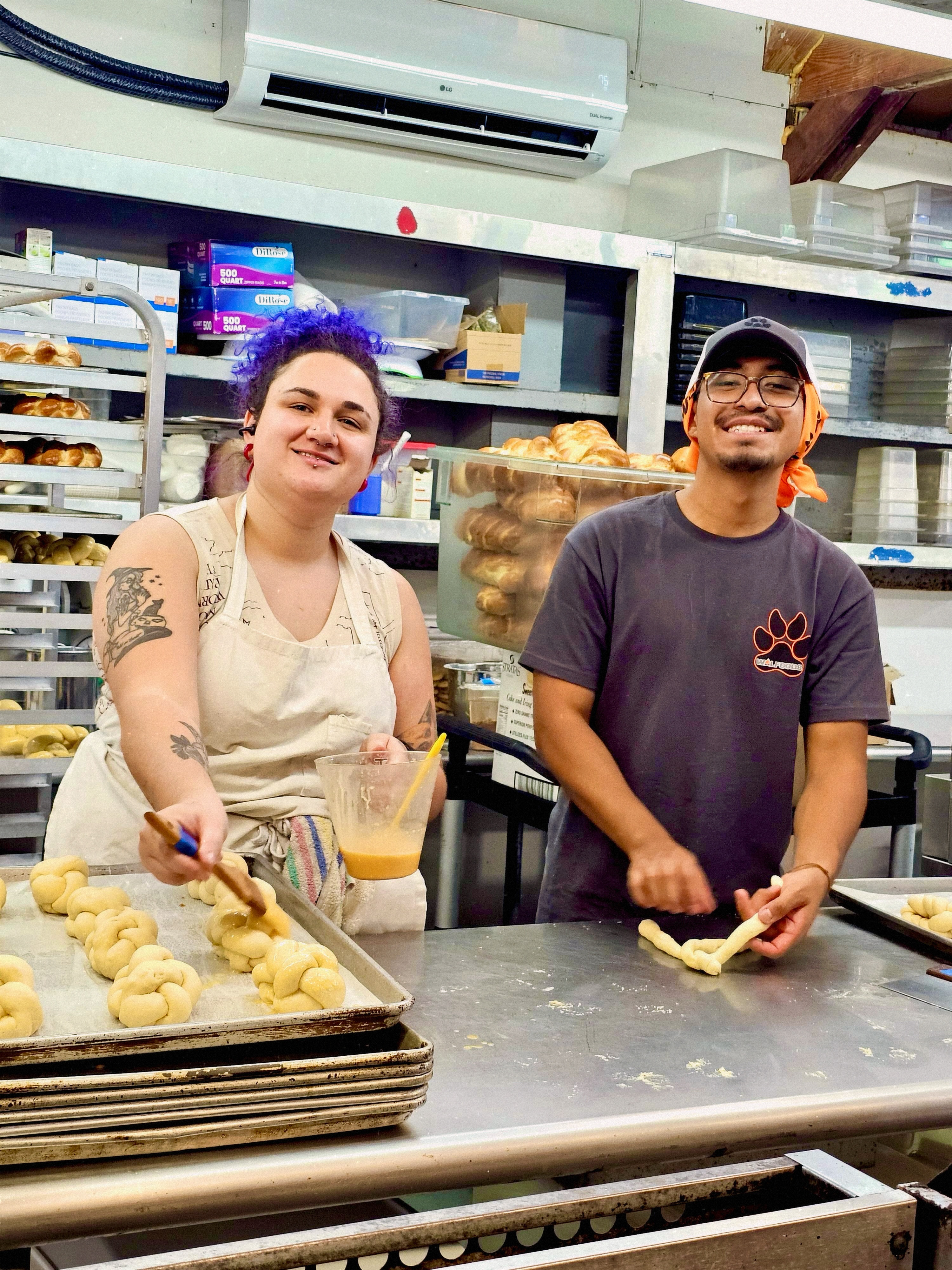 WOLFoods externs preparing baked goods