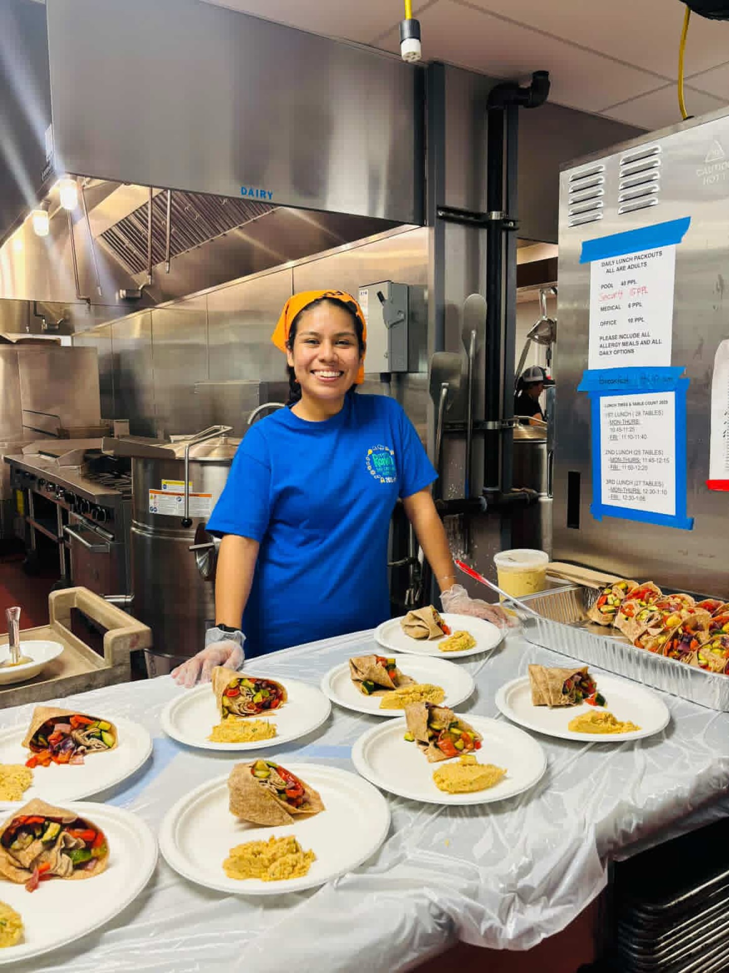WOLFoods team member serving school meals